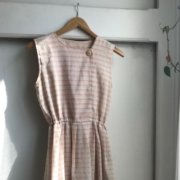 pink and white striped sundress